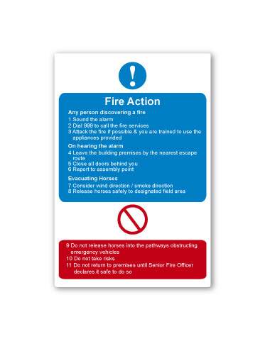 Fire Action (Horses) Sign