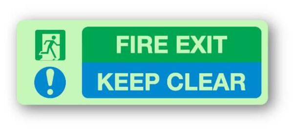 Fire Exit - Keep Clear Sign (Photoluminescent)