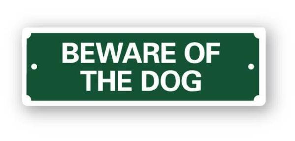 Green Beware Of The Dog Sign 200x65mm