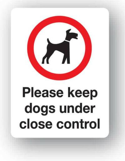 Please Keep Dogs Under Close Control Sign